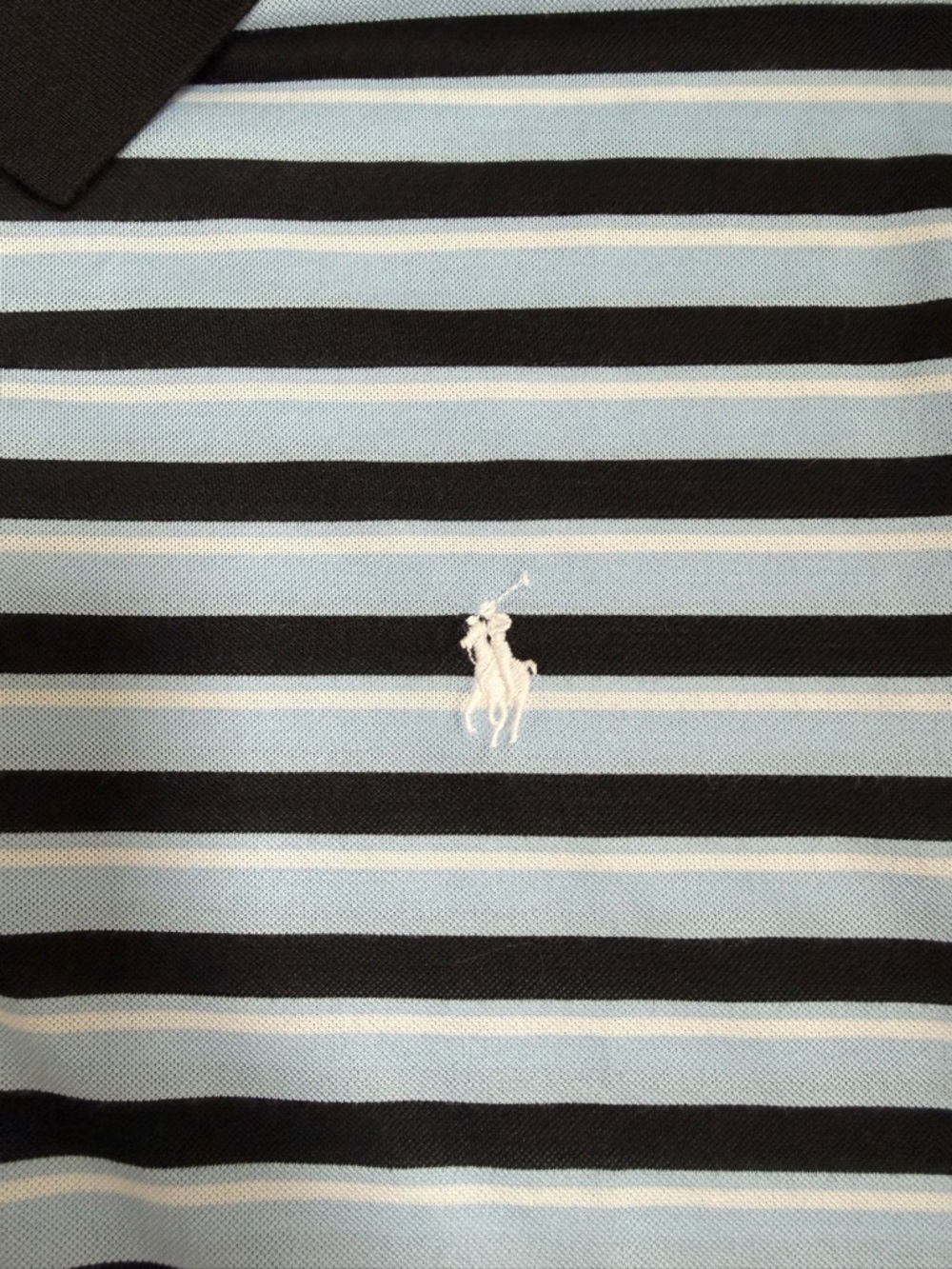 Ralph Lauren RLX Striped Polo Shirt - Black & Light Blue, EUC, XXL - Picture 6 of 8